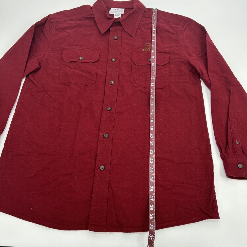 Ducks Unlimited Shirt Men's L Burgundy Long Sleeve Button Up‎ Chamois Flannel - Picture 6 of 9